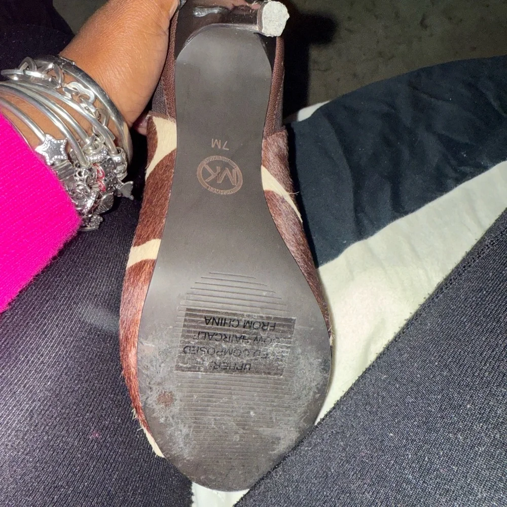 Michael Kors Brown Patterned Peep-Toe Heels - Picture 5 of 5